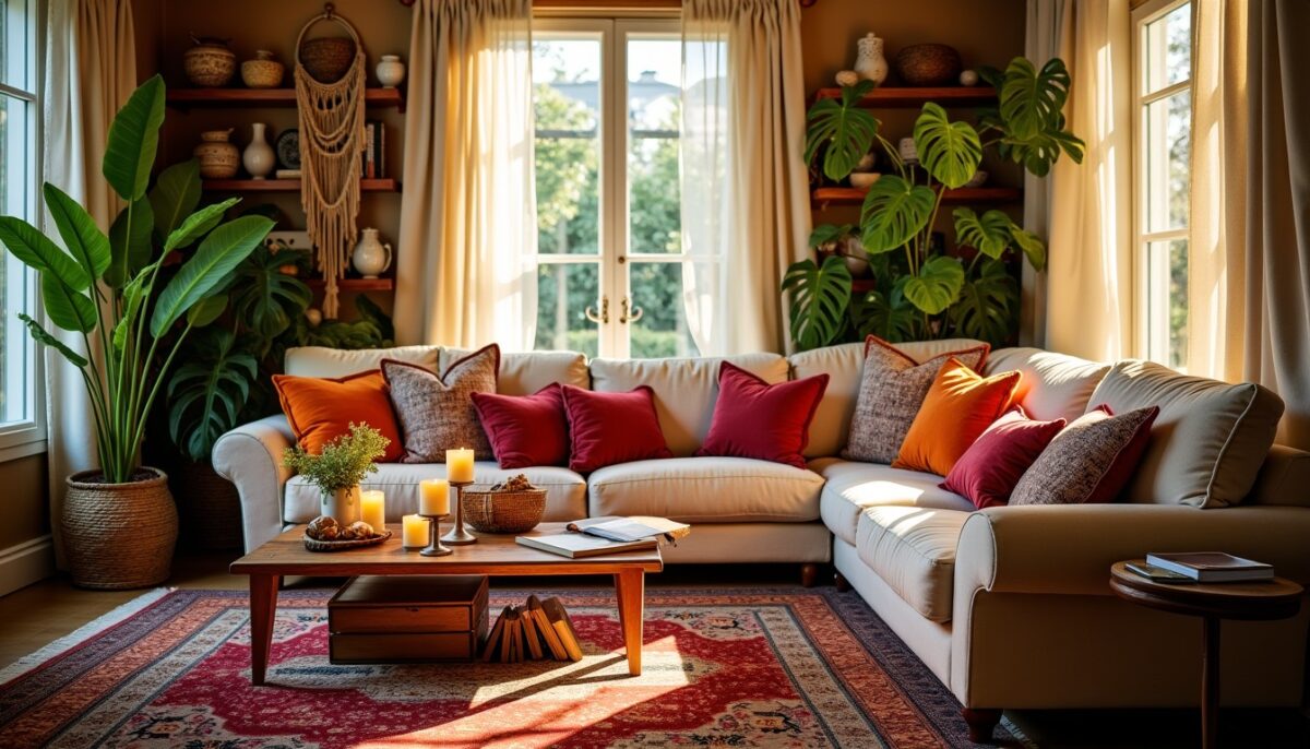 Les clés pour maîtriser une décoration de salon bohème chic avec élégance